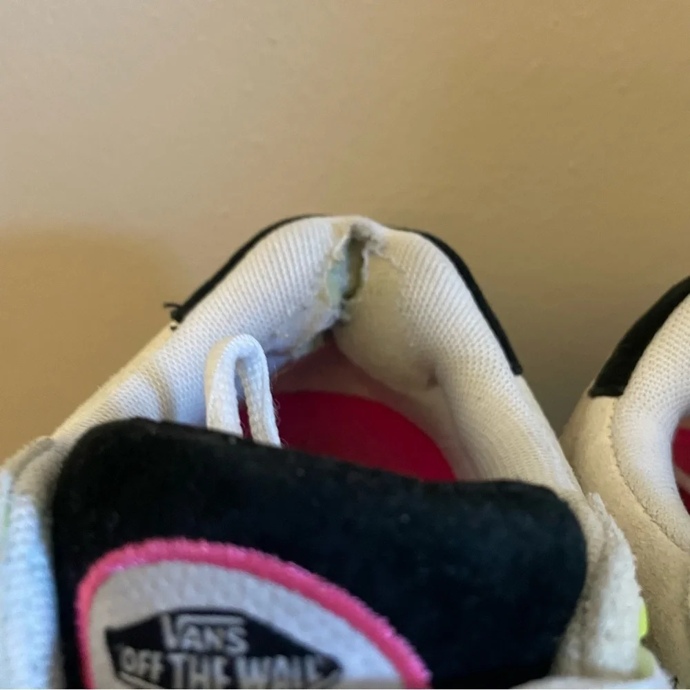 Vans Cream Blue Sneakers Mesh Pink Yellow Accents – Men 6 / Women 7.5 - Picture 13 of 16